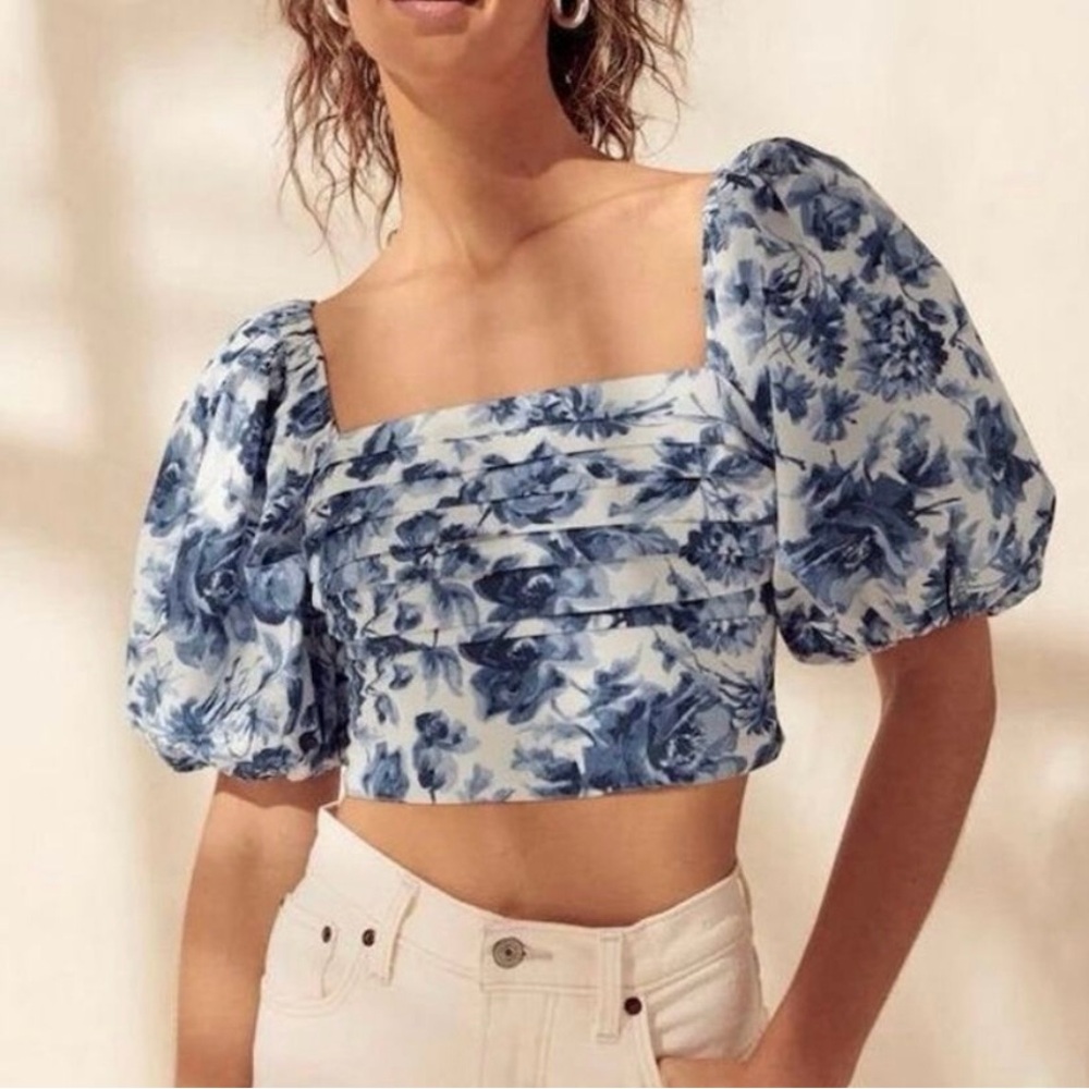 Abercrombie & Fitch Floral Puff Sleeve Top
